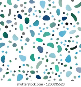 Light Blue, Green vector seamless pattern with spheres. Blurred decorative design in abstract style with bubbles. Pattern for trendy fabric, wallpapers.