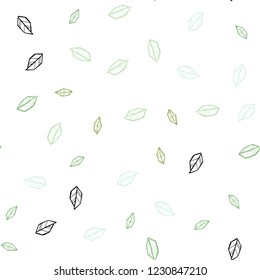 Light Blue, Green vector seamless natural pattern with leaves. Glitter abstract illustration with doodles and leaves. Pattern for trendy fabric, wallpapers.