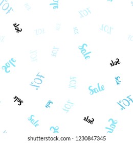 Light Blue, Green vector seamless pattern with 70 percentage signs. Shining colorful illustration with isolated selling prices. Backdrop for mega promotions, discounts.
