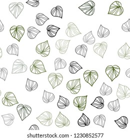Light Blue, Green vector seamless doodle pattern with leaves. Glitter abstract illustration with doodles and leaves. Pattern for design of fabric, wallpapers.