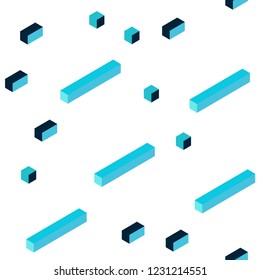 Light Blue, Green vector seamless, isometric pattern in square style. Illustration with set of colorful rectangles. Design for wallpaper, fabric makers.