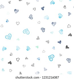 Light Blue, Green vector seamless layout with sweet hearts. Beautiful colored illustration with hearts in celebration style. Beautiful design for your business advert of anniversary.