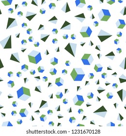 Light Blue, Green vector seamless, isometric backdrop with lines, rhombus. Decorative design in abstract style with lines, cubes. Pattern for trendy fabric, wallpapers.