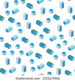 Light Blue, Green vector seamless, isometric cover in polygonal style. Rectangles on abstract background with colorful gradient. Template for business cards, websites.
