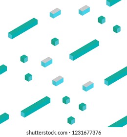 Light Blue, Green vector seamless, isometric backdrop with rhombus. Glitter abstract illustration with rectangular shapes. Pattern for trendy fabric, wallpapers.