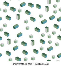 Light Blue, Green vector seamless, isometric layout with lines, rectangles. Illustration with set of colorful rectangles. Pattern for trendy fabric, wallpapers.