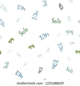 Light Blue, Green vector seamless background with 40 % signs of sales. Gradient illustration with discount signs on white backdrop. Backdrop for ads, leaflets of Black Friday.