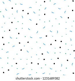Light Blue, Green vector seamless texture with disks, lines. Colorful illustration with circles and lines in futuristic style. Pattern for design of window blinds, curtains.