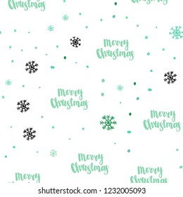 Light Blue, Green vector seamless texture with colored snowflakes. Colorful decorative design in xmas style with snow. Pattern for design of fabric, wallpapers.