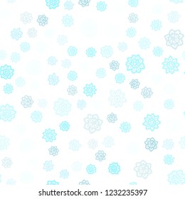 Light Blue, Green vector seamless pattern with christmas snowflakes. Snow on blurred abstract background with gradient. Pattern for trendy fabric, wallpapers.