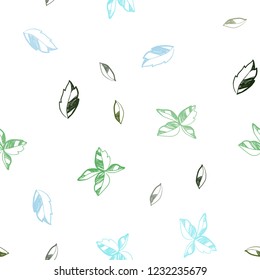 Light Blue, Green vector seamless elegant background with leaves. Colorful abstract illustration with leaves in doodle style. Design for textile, fabric, wallpapers.