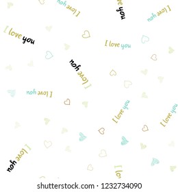 Light Blue, Green vector seamless layout with sweet hearts. Decorative shining illustration with hearts on abstract template. Beautiful design for your business advert of anniversary.