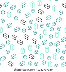 Light Blue, Green vector seamless, isometric texture in rectangular style. Glitter abstract illustration with rectangular shapes. Pattern for trendy fabric, wallpapers.