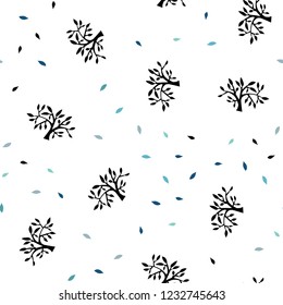 Light Blue, Green vector seamless natural pattern with leaves, branches. Brand new colored illustration with leaves and branches. Pattern for trendy fabric, wallpapers.