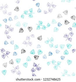 Light Blue, Green vector seamless doodle background with leaves. Doodle illustration of leaves in Origami style with gradient. Pattern for trendy fabric, wallpapers.