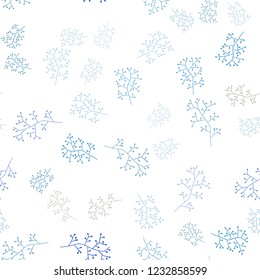 Light Blue, Green vector seamless doodle background with branches. An elegant bright illustration with leaves and branches. Design for wallpaper, fabric makers.