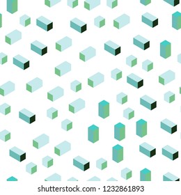 Light Blue, Green vector seamless, isometric texture in rectangular style. Modern abstract illustration with colorful rectangles. Texture for window blinds, curtains.