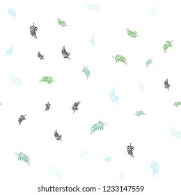 Light Blue, Green vector seamless natural artwork with leaves. Colorful abstract illustration with leaves in doodle style. Pattern for design of fabric, wallpapers.