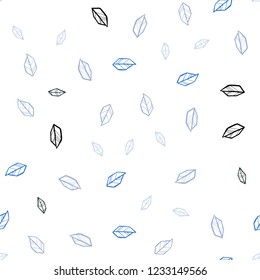 Light Blue, Green vector seamless doodle background with leaves. Colorful abstract illustration with leaves in doodle style. Template for business cards, websites.