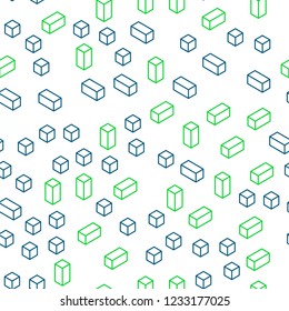 Light Blue, Green vector seamless, isometric template with rhombus. Rectangles on abstract background with colorful gradient. Pattern for trendy fabric, wallpapers.