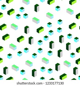 Light Blue, Green vector seamless, isometric template with rhombus. Illustration with set of colorful rectangles. Design for textile, fabric, wallpapers.