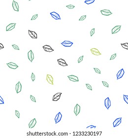 Light Blue, Green vector seamless abstract design with leaves. Colorful abstract illustration with leaves in doodle style. Template for business cards, websites.