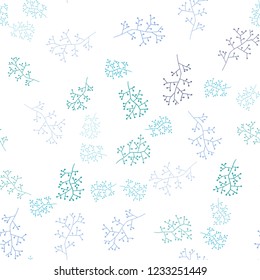 Light Blue, Green vector seamless doodle background with branches. Brand new colored illustration with leaves and branches. Template for business cards, websites.