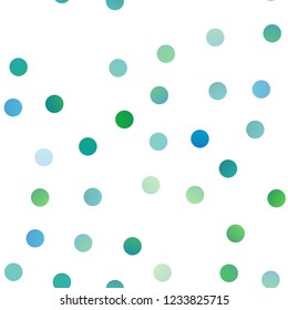 Light Blue, Green vector seamless pattern with spheres. Blurred bubbles on abstract background with colorful gradient. Pattern can be used as texture of water, rain drops.