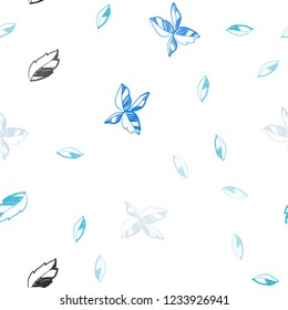 Light Blue, Green vector seamless abstract pattern with leaves. New colorful illustration in doodle style with leaves. Pattern for design of window blinds, curtains.