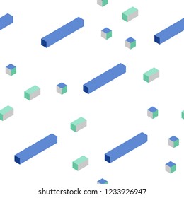 Light Blue, Green vector seamless, isometric texture in rectangular style. Beautiful illustration with rectangles and squares. Pattern for design of fabric, wallpapers.