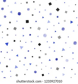 Light Blue, Green vector seamless template with crystals, circles, squares. Glitter abstract illustration with spheres, squares, lines. Design for textile, fabric, wallpapers.