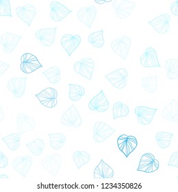 Light Blue, Green vector seamless natural artwork with leaves. An elegant bright illustration with leaves in Natural style. Pattern for trendy fabric, wallpapers.