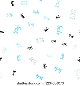 Light Blue, Green vector seamless cover with symbols of 50 % sales. Shining colorful illustration with isolated selling prices. Template for season sales, shopping ads.