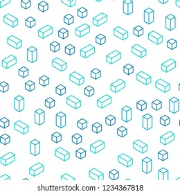 Light Blue, Green vector seamless, isometric pattern in square style. Rectangles on abstract background with colorful gradient. Template for business cards, websites.