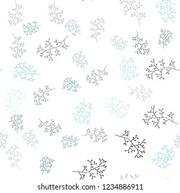 Light Blue, Green vector seamless elegant template with branches. Illustration with doodles on abstract template. Texture for window blinds, curtains.