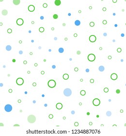 Light Blue, Green vector seamless template with circles. Abstract illustration with colored bubbles in nature style. Pattern for trendy fabric, wallpapers.