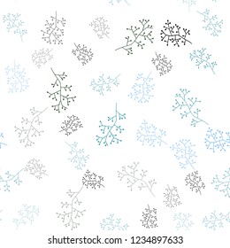 Light Blue, Green vector seamless doodle backdrop with branches. An elegant bright illustration with leaves and branches. Texture for window blinds, curtains.