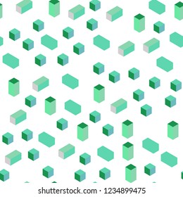 Light Blue, Green vector seamless, isometric cover in polygonal style. Beautiful illustration with rectangles and squares. Template for business cards, websites.