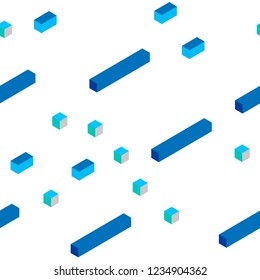 Light Blue, Green vector seamless, isometric texture in rectangular style. Glitter abstract illustration with rectangular shapes. Texture for window blinds, curtains.