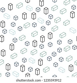 Light Blue, Green vector seamless, isometric background with rectangles. Decorative design in abstract style with rectangles. Template for business cards, websites.
