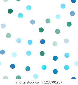 Light Blue, Green vector seamless pattern with spheres. Illustration with set of shining colorful abstract circles. New design for ad, poster, banner of your website.