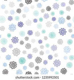 Light Blue, Green vector seamless pattern with christmas snowflakes. Modern geometrical abstract illustration with crystals of ice. Design for textile, fabric, wallpapers.