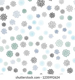 Light Blue, Green vector seamless template with ice snowflakes. Decorative shining illustration with snow on abstract template. Template for business cards, websites.