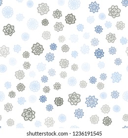 Light Blue, Green vector seamless template with ice snowflakes. Blurred decorative design in xmas style with snow. Design for textile, fabric, wallpapers.