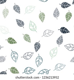 Light Blue, Green vector seamless doodle template with leaves. A vague abstract illustration with leaves in doodles style. Pattern for trendy fabric, wallpapers.