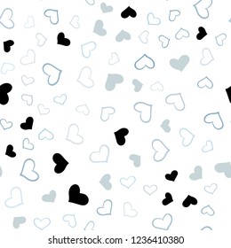 Light Blue, Green vector seamless template with doodle hearts. Hearts on blurred abstract background with colorful gradient. Template for Valentine's greeting postcards.