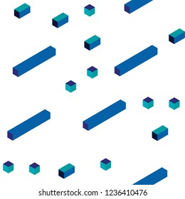 Light Blue, Green vector seamless, isometric layout with lines, rectangles. Decorative design in abstract style with rectangles. Design for wallpaper, fabric makers.