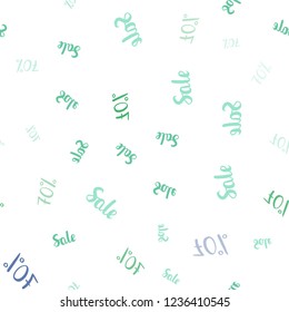 Light Blue, Green vector seamless template with 70% selling. Shining colorful illustration with isolated selling prices. Design for business ads, commercials.