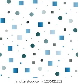 Light Blue, Green vector seamless template with spots, rectangles. Abstract illustration with colorful circles, rectangles. Pattern for design of window blinds, curtains.