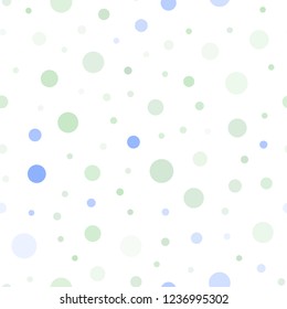 Light Blue, Green vector seamless background with bubbles. Illustration with set of shining colorful abstract circles. Pattern for trendy fabric, wallpapers.